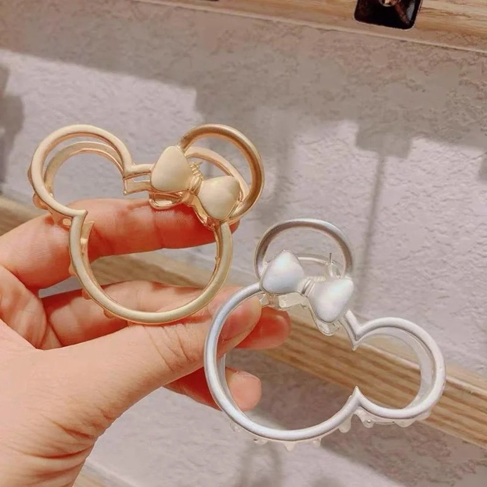 Mouse‎ Head Shape Hollow Matte Gold Hair Clip NWOT
